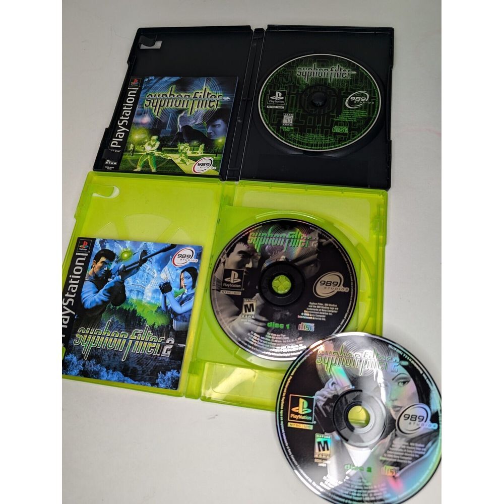 PlayStation PS1 Syphon Filter 1 (1998)‎ & Syphon Filter 2 (2000) Complete  WORKS